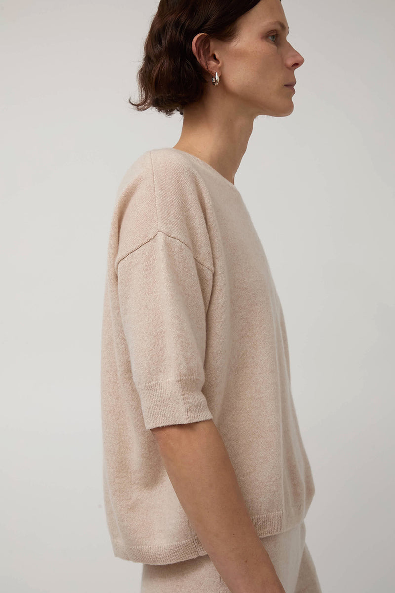 Modern Weaving Boyfriend Tee in Melange Pink