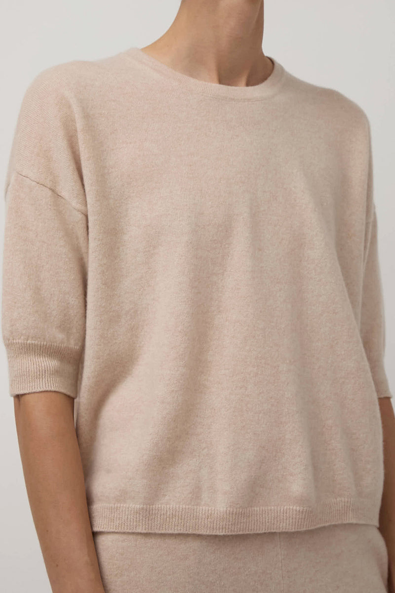 Modern Weaving Boyfriend Tee in Melange Pink
