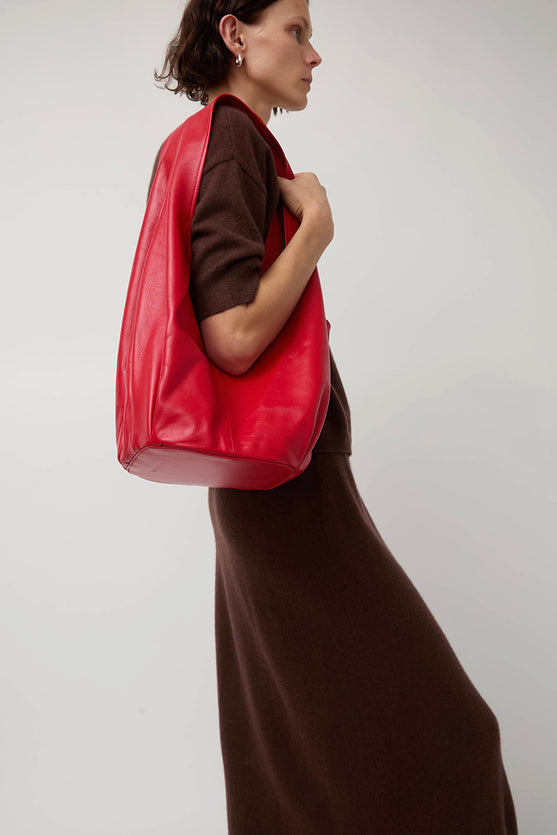 Modern Weaving Petite Pleated Shopper in Crimson