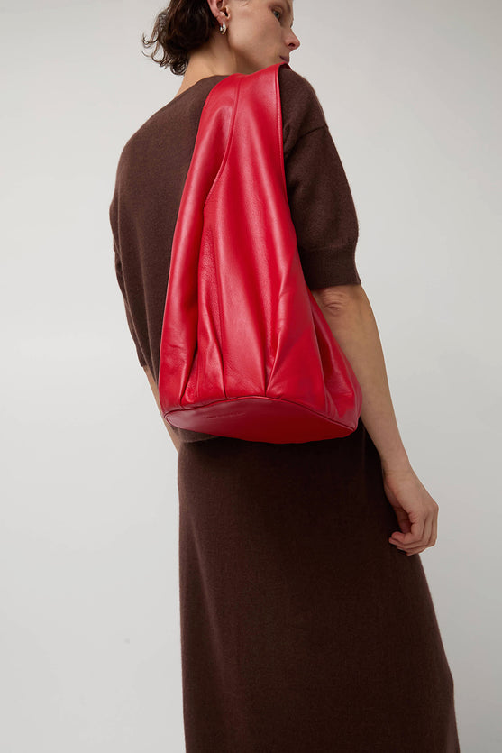 Modern Weaving Petite Pleated Shopper in Crimson