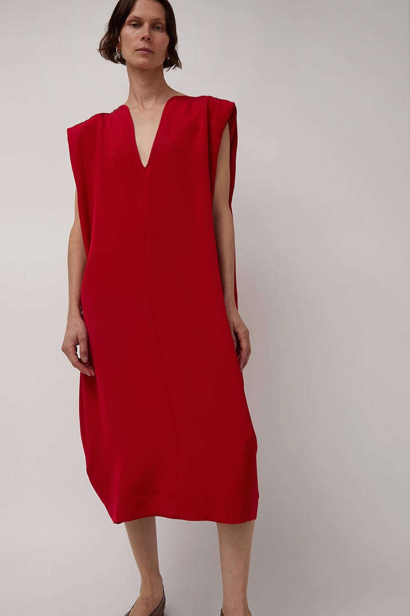 Modern Weaving Sculpt Dress in Crimson