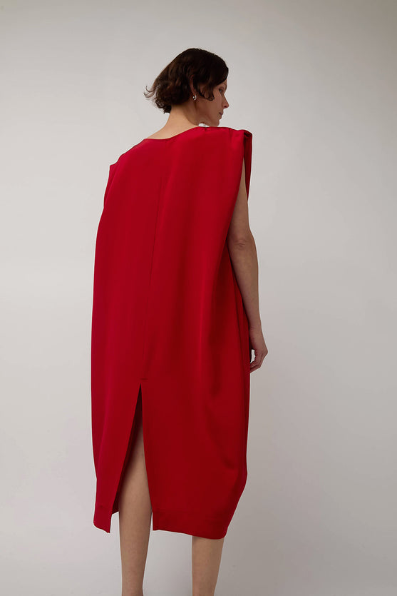 Modern Weaving Sculpt Dress in Crimson