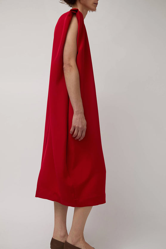 Modern Weaving Sculpt Dress in Crimson