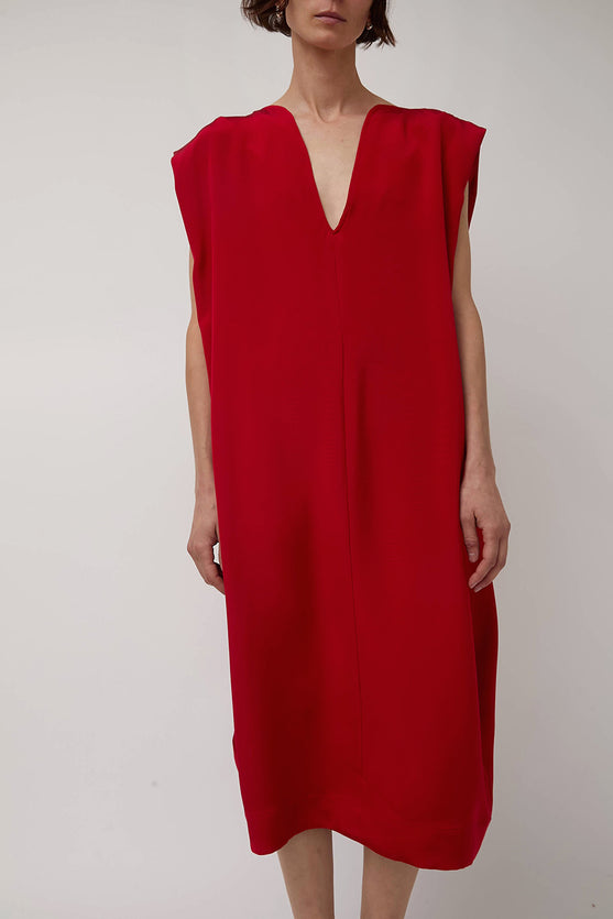 Modern Weaving Sculpt Dress in Crimson