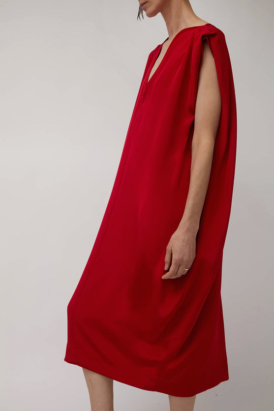 Modern Weaving Sculpt Dress in Crimson
