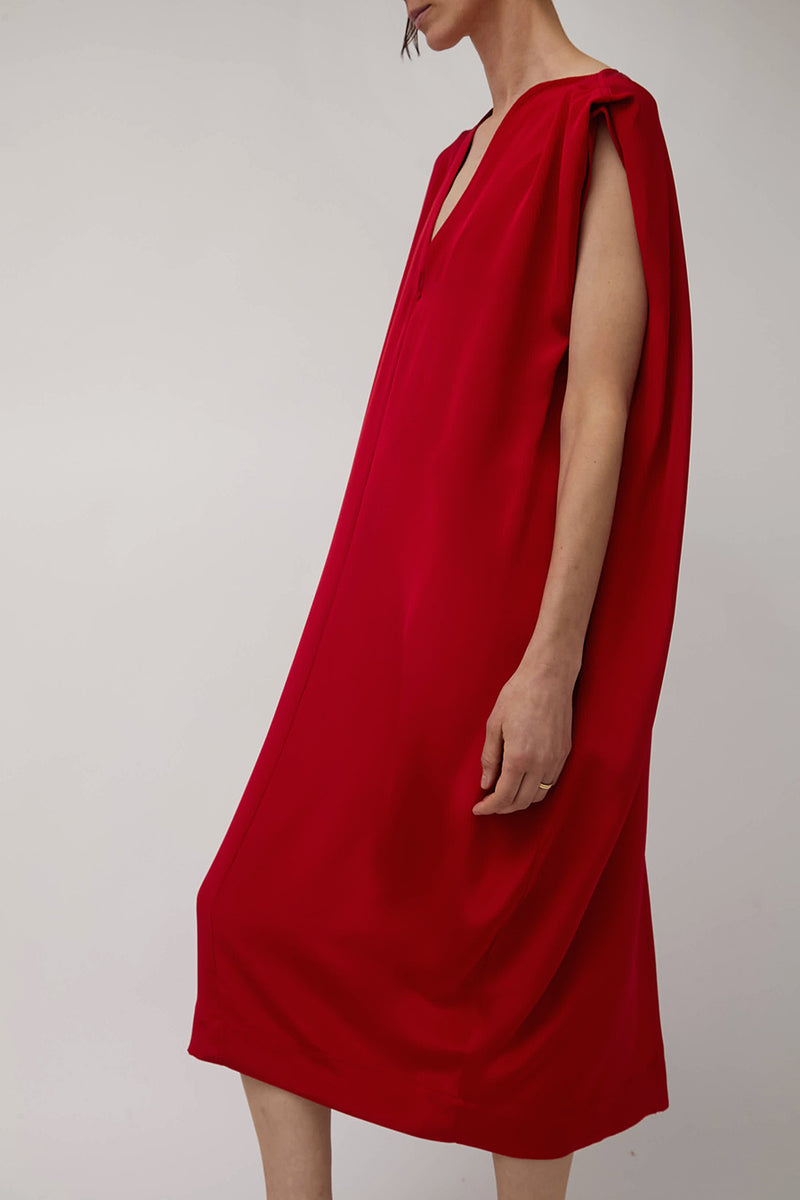 Modern Weaving Sculpt Dress in Crimson