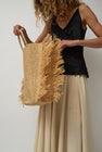 Modern Weaving Straight Fringe Square Bag in Natural