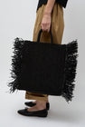 Modern Weaving Straight Fringe Square Bag in Black