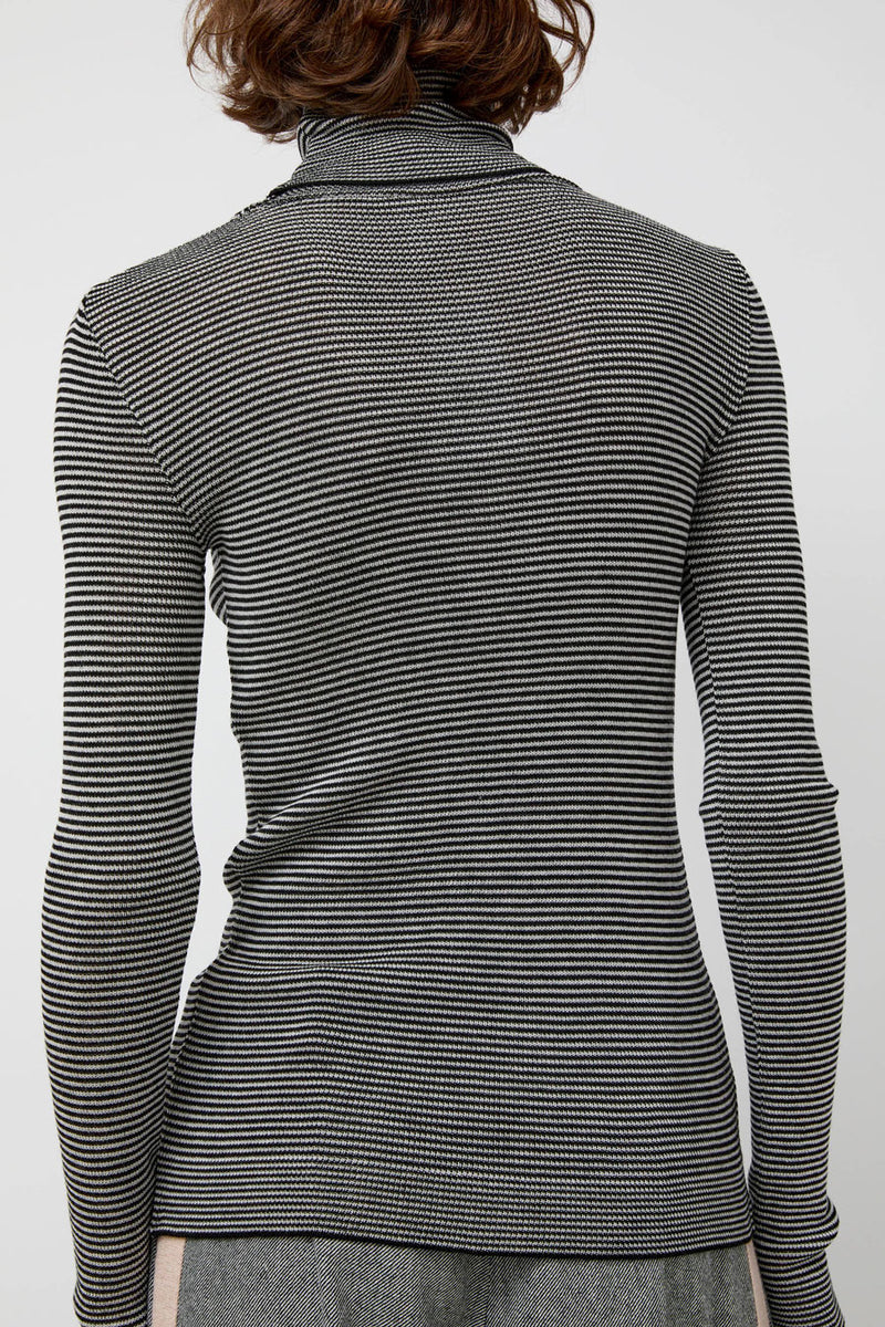 Modus Vivendi Alpha Rollneck in Espresso Fine Stripes