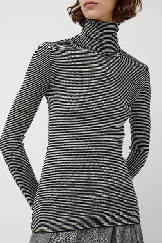 Modus Vivendi Alpha Rollneck in Espresso Fine Stripes