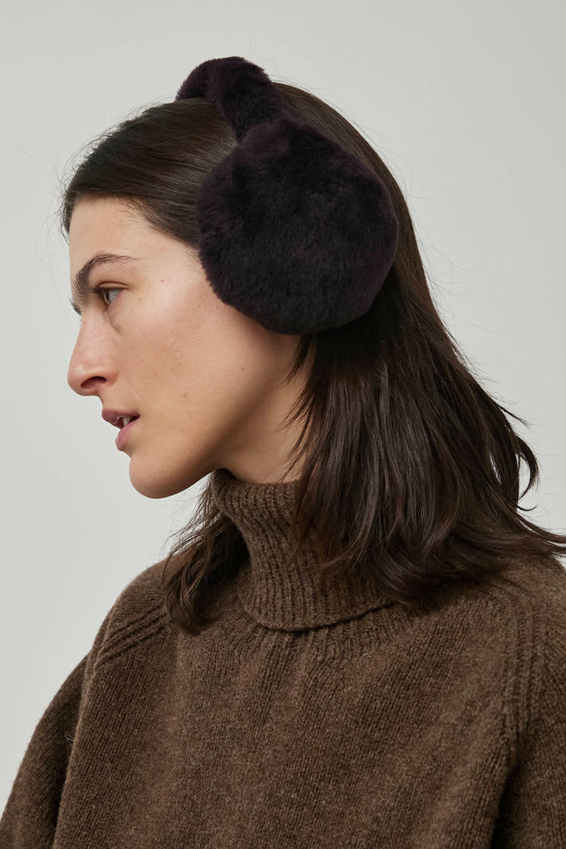 Muhlbauer Janis Lambskin Ear Muffs in Aubergine