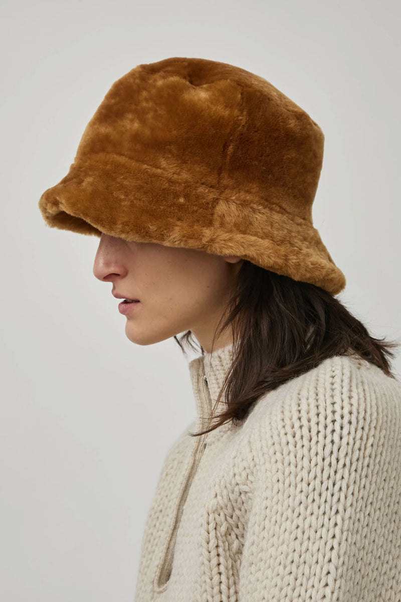 Muhlbauer Pol Lambskin Bucket Hat in Gold