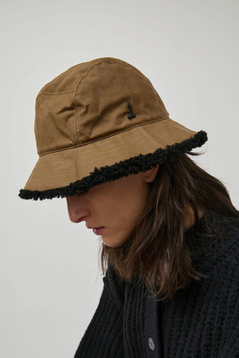 Muhlbauer Rikka Sherpa Lined Bucket Hat in Camel Ripstop and Black Sherpa
