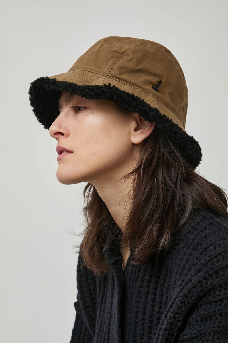 Muhlbauer Rikka Sherpa Lined Bucket Hat in Camel Ripstop and Black Sherpa