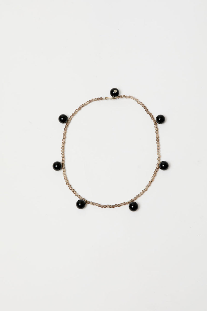 Mussels and Muscles Dew Necklace in Smoky Quartz and Onyx