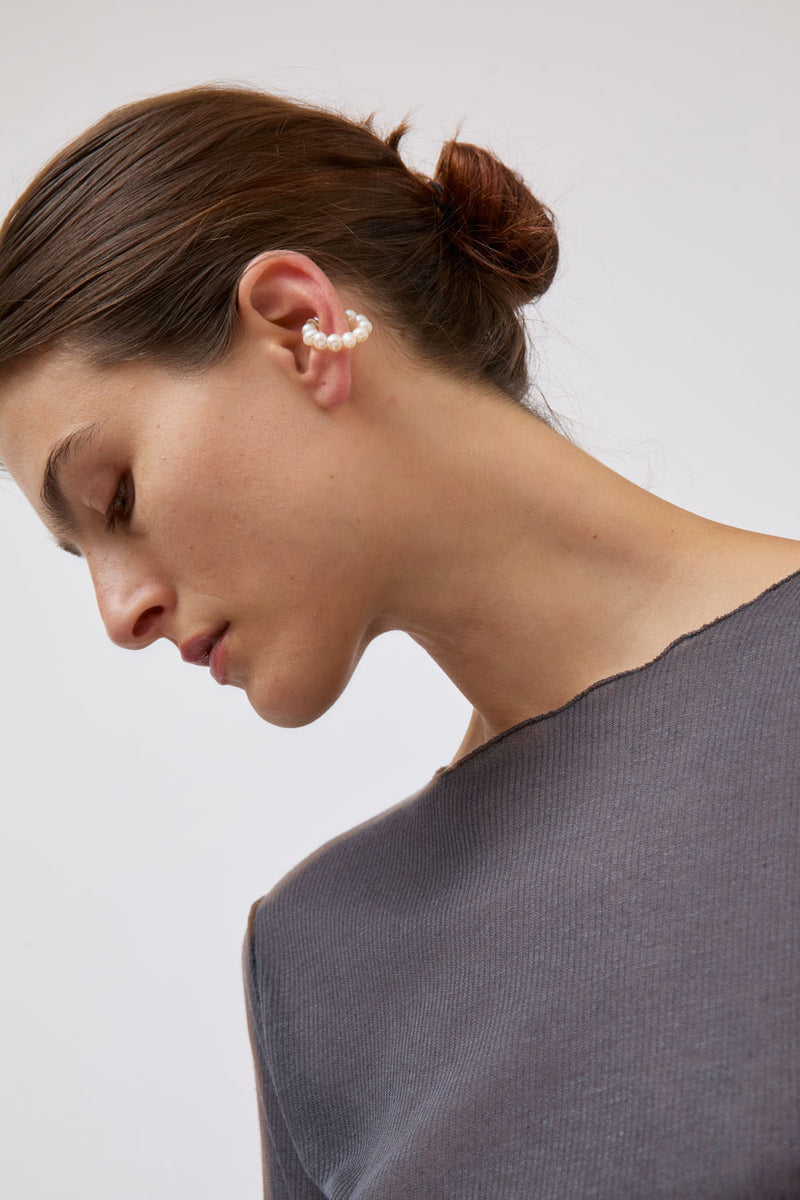 Mussels and Muscles Pearl Spheres Small Earcuff in Pearl