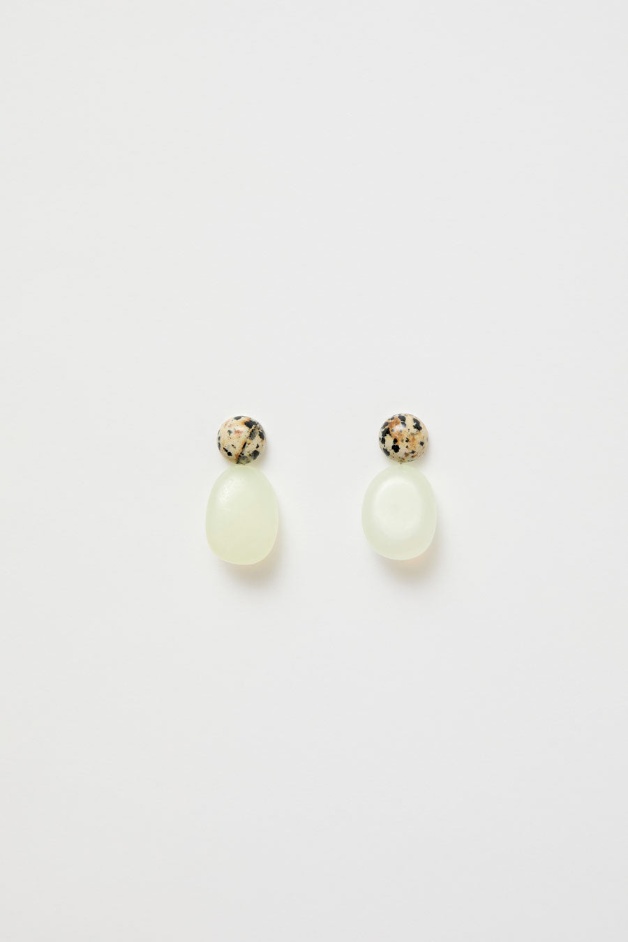 Mussels and Muscles Pebbles Earrings in Jade and Dalmatian