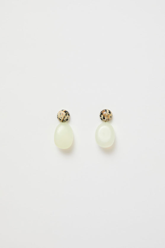 Mussels and Muscles Pebbles Earrings in Jade and Dalmatian