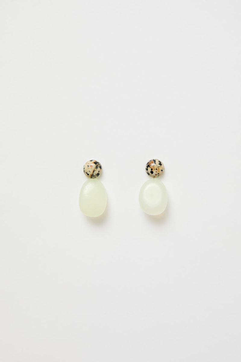 Mussels and Muscles Pebbles Earrings in Jade and Dalmatian