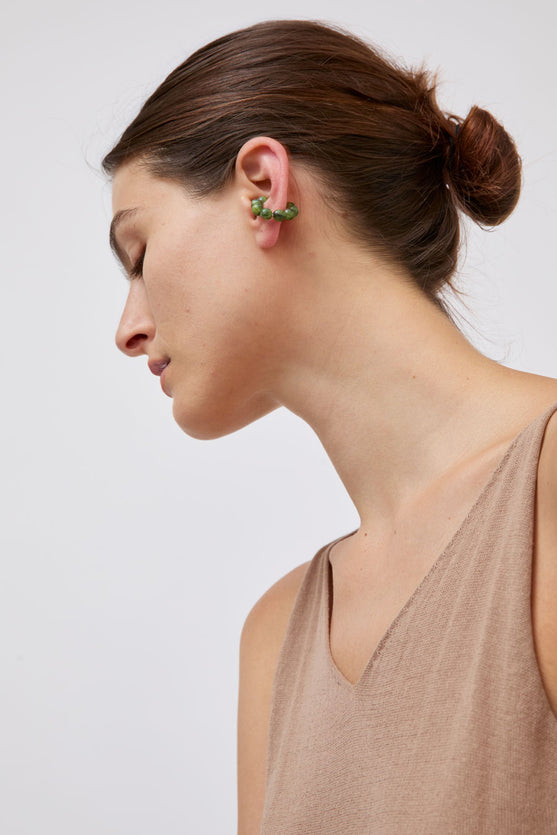 Mussels and Muscles Spheres Small Earcuff in Dark Green