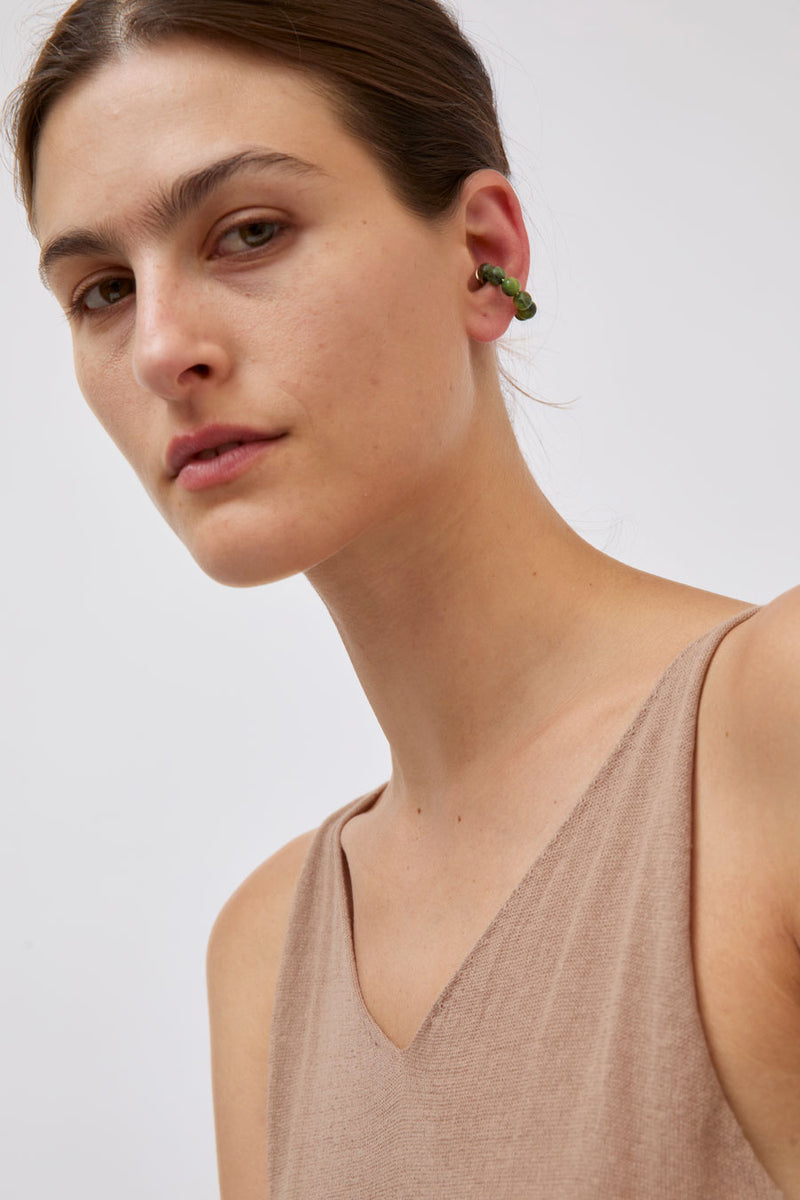 Mussels and Muscles Spheres Small Earcuff in Dark Green