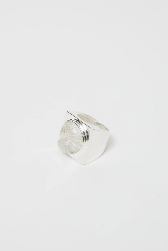 NOMIA Carved Shell Ring in Crystal