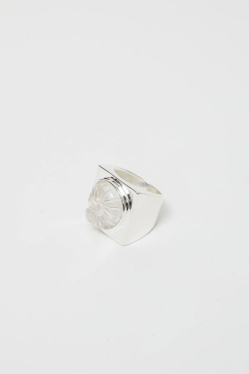 NOMIA Carved Shell Ring in Crystal