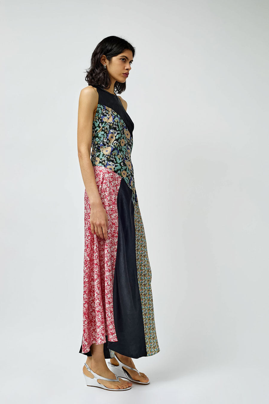 NOMIA Combo Bias Maxi Dress in Black and Muti