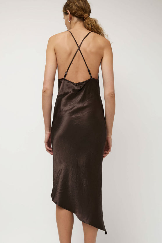 NOMIA Crossback Halter Dress in Brown