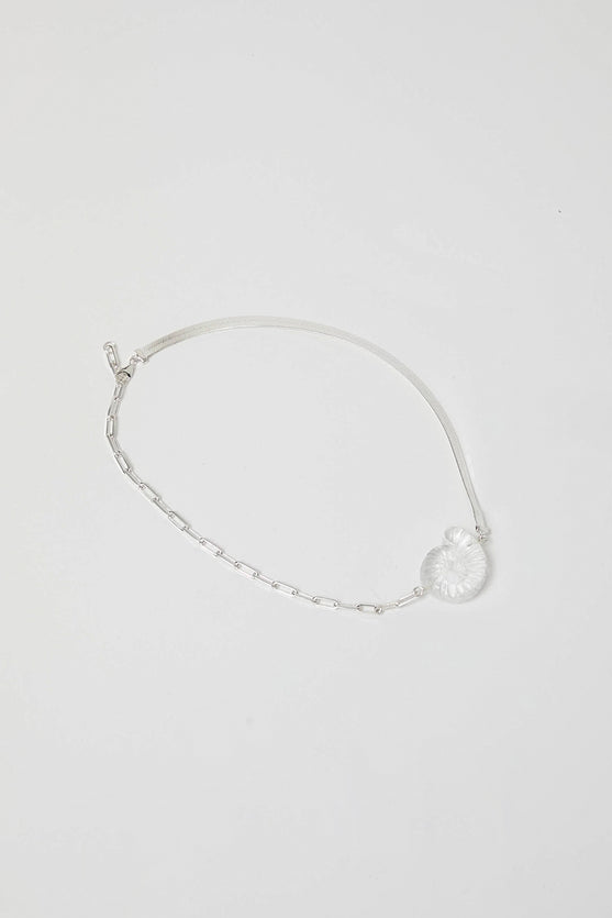 NOMIA Crystal Shell Necklace in Silver and Crystal
