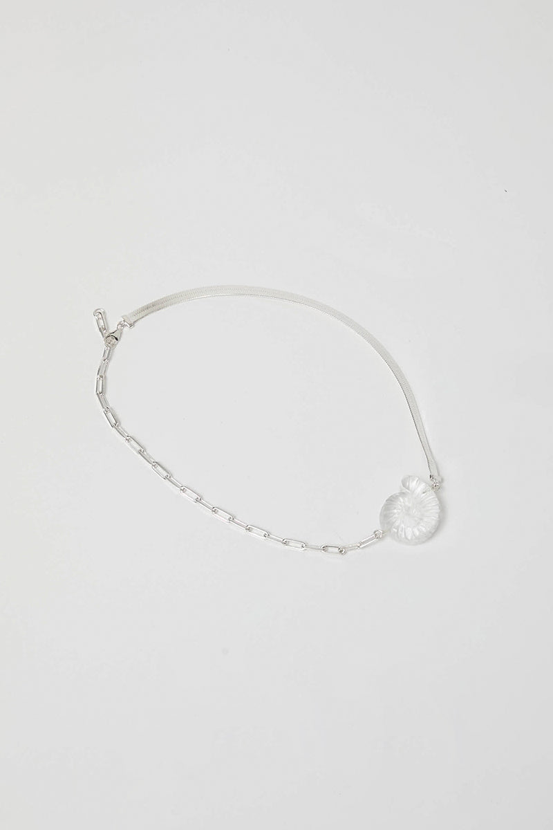 NOMIA Crystal Shell Necklace in Silver and Crystal
