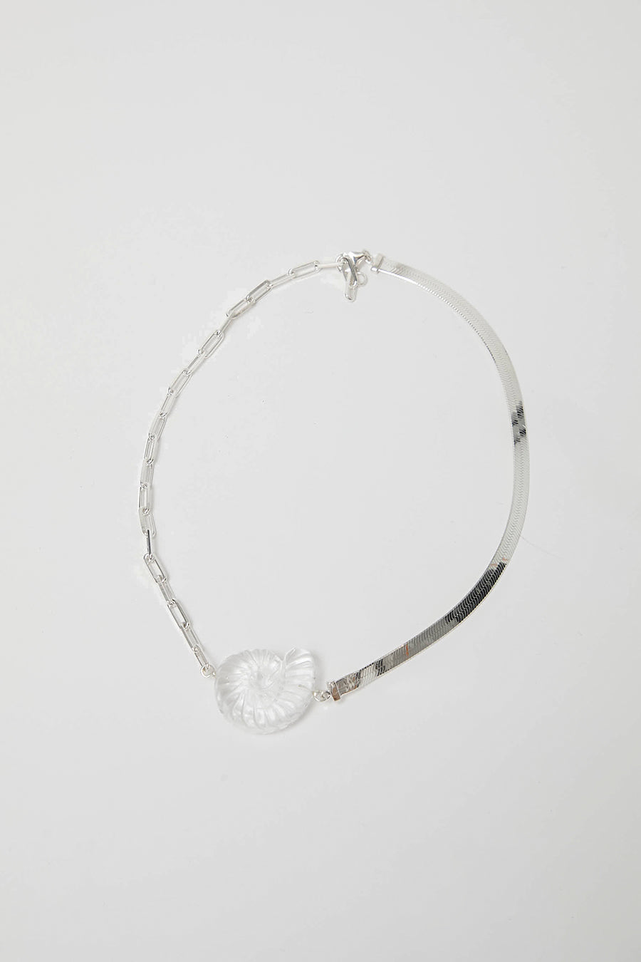 NOMIA Crystal Shell Necklace in Silver and Crystal