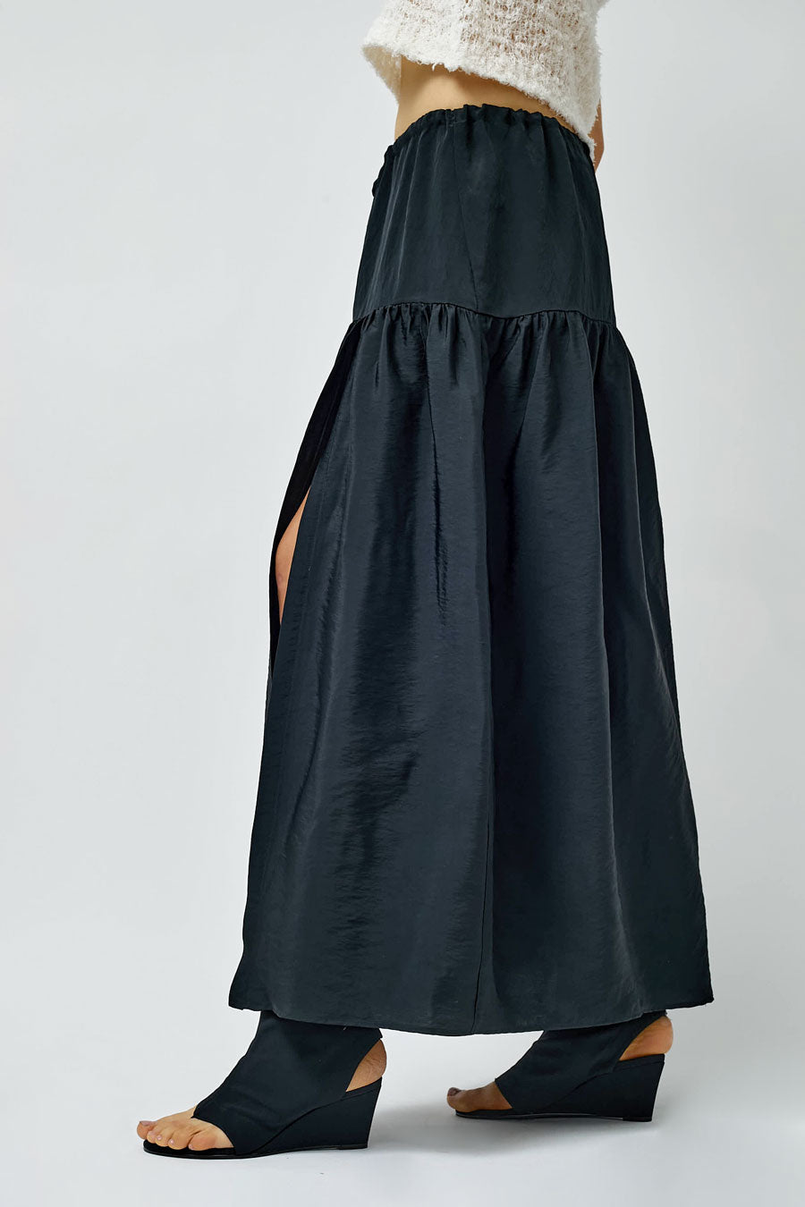 NOMIA Maxi Gathered Skirt in Black
