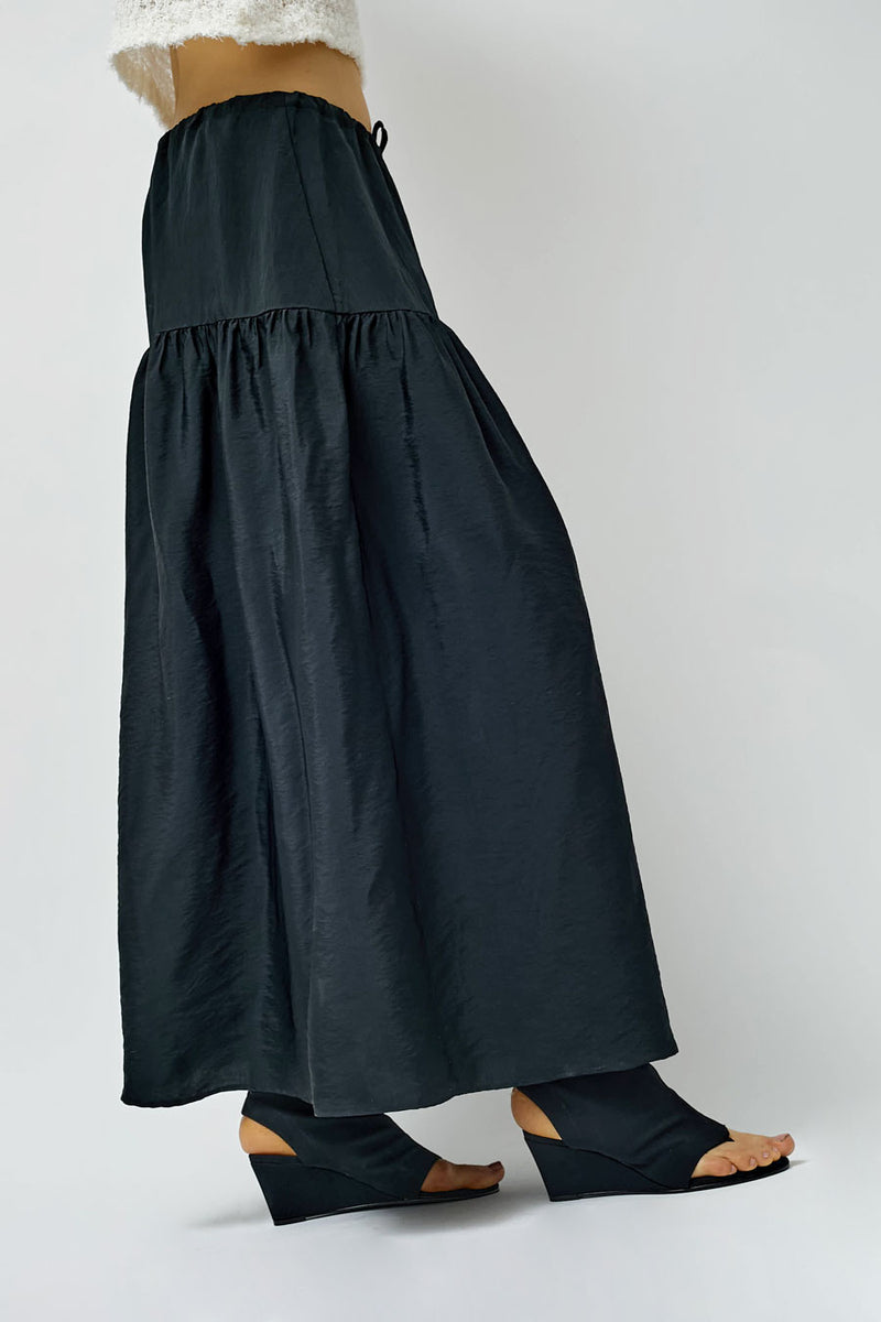 NOMIA Maxi Gathered Skirt in Black