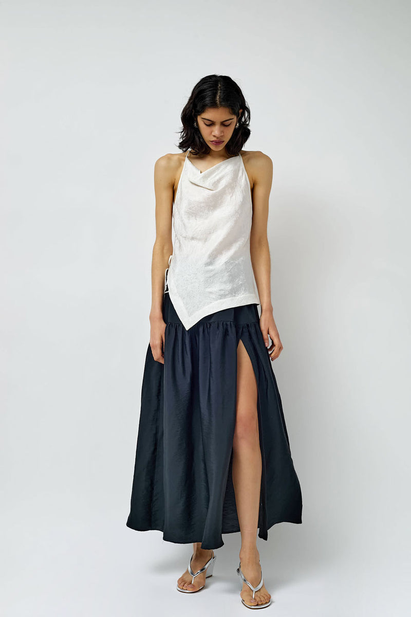 NOMIA Side Tie Halter Top in White
