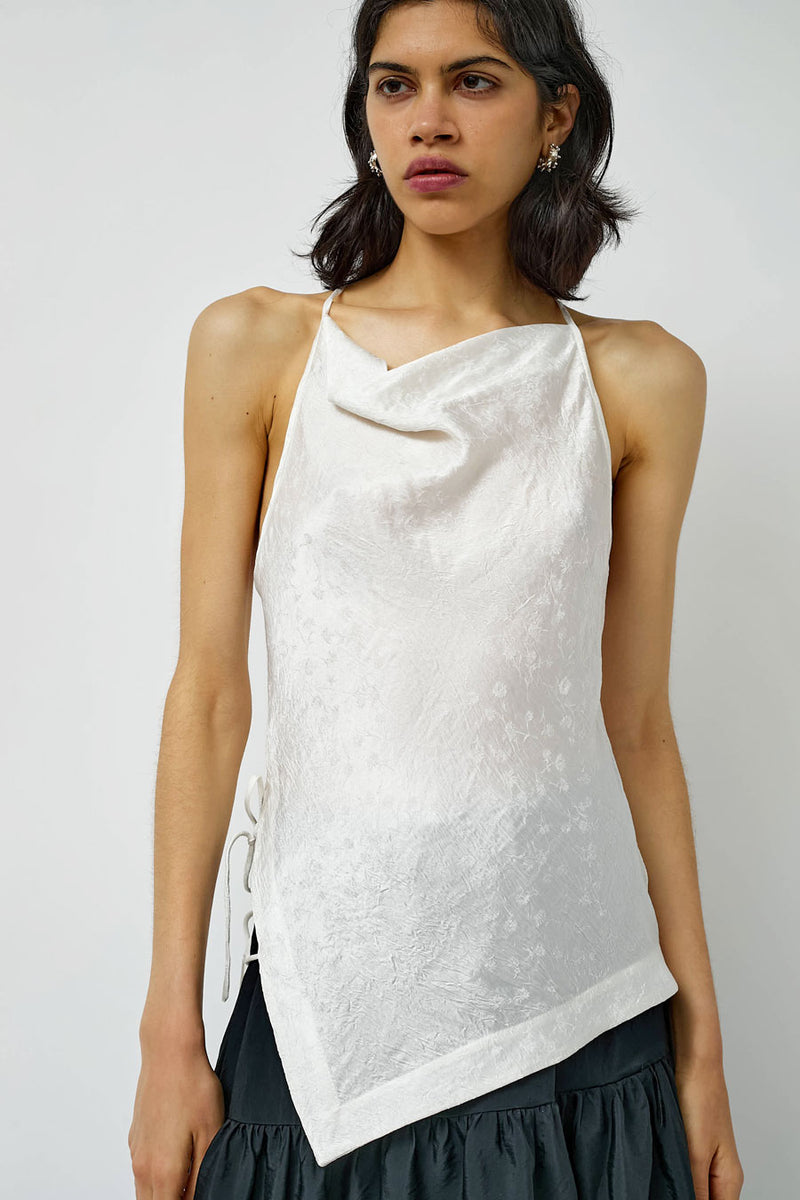NOMIA Side Tie Halter Top in White