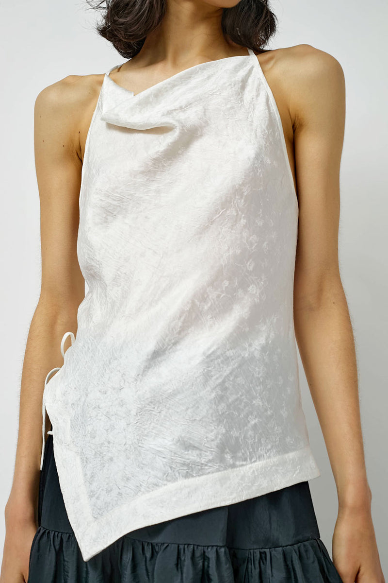 NOMIA Side Tie Halter Top in White