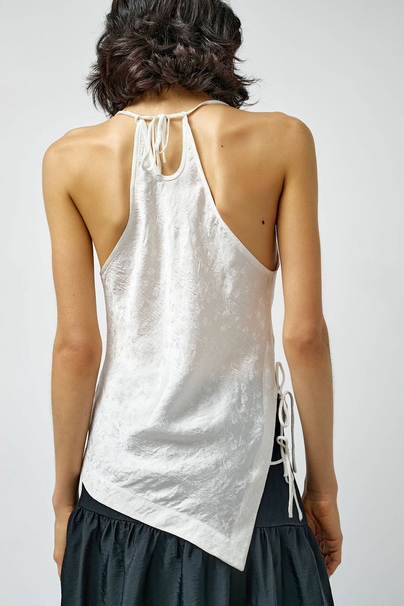 NOMIA Side Tie Halter Top in White