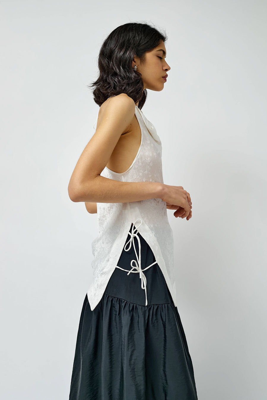 NOMIA Side Tie Halter Top in White