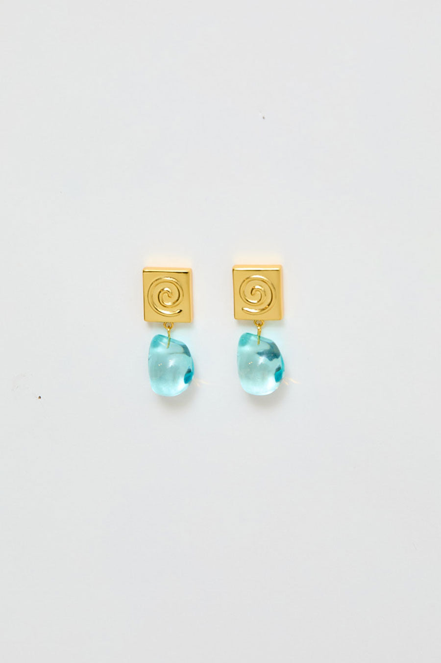 NOMIA Spiral Crystal Drop Earrings in Gold / Blue