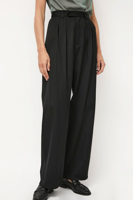 NOMIA Wide Leg Pleated Trouser in Black