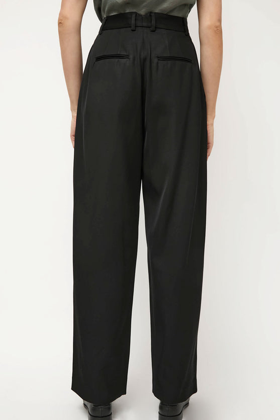 NOMIA Wide Leg Pleated Trouser in Black
