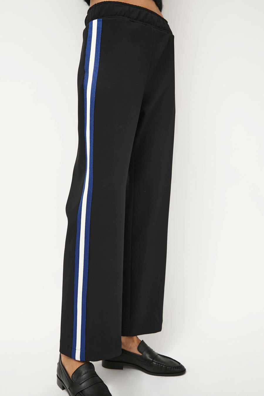 NOMIA Woven Stripe Track Pant in Black