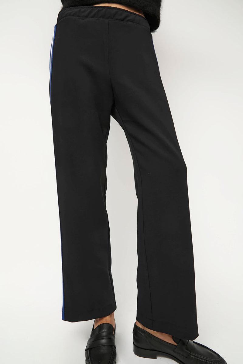 NOMIA Woven Stripe Track Pant in Black