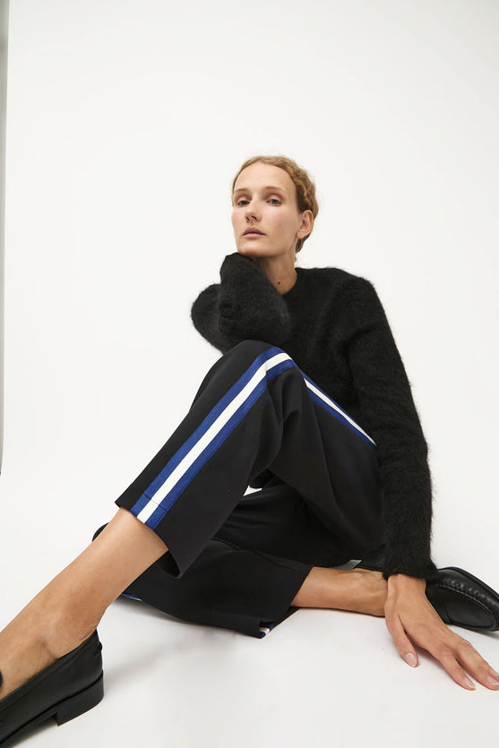 NOMIA Woven Stripe Track Pant in Black