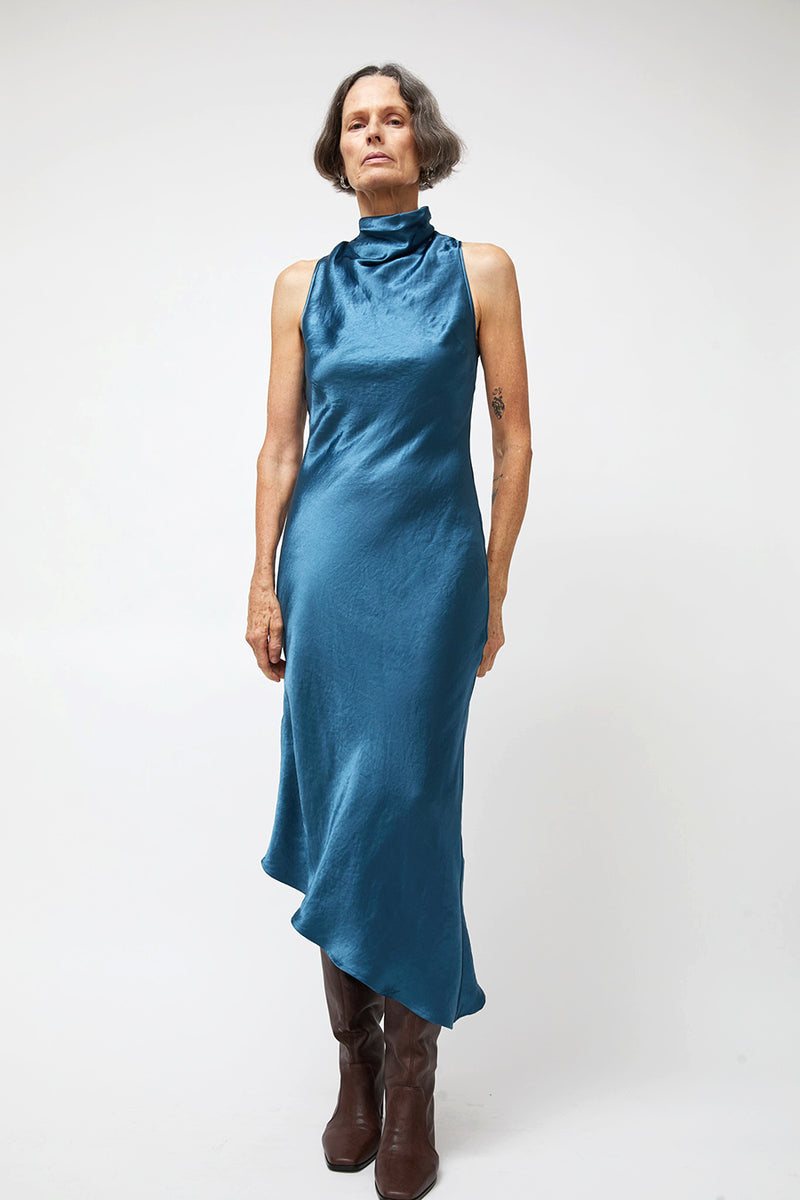 NOMIA Cowl Bias Dress in Lagoon