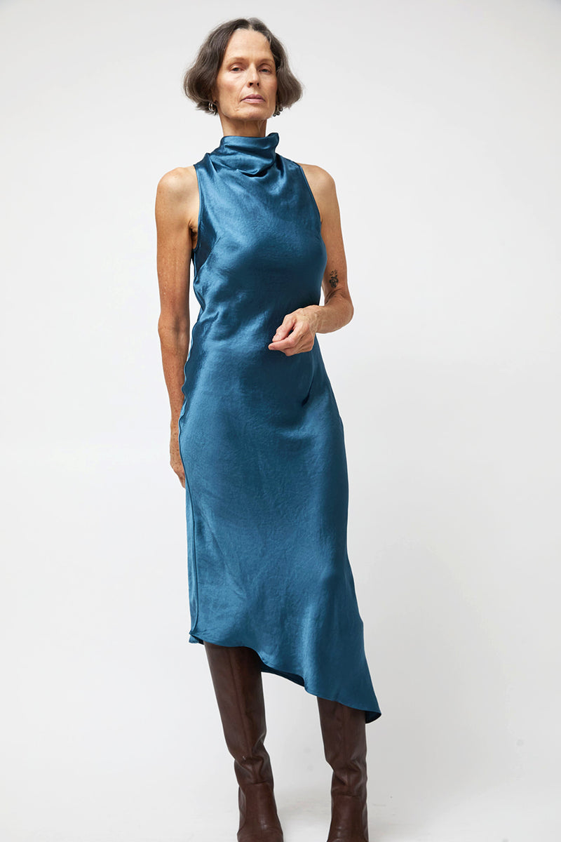 NOMIA Cowl Bias Dress in Lagoon