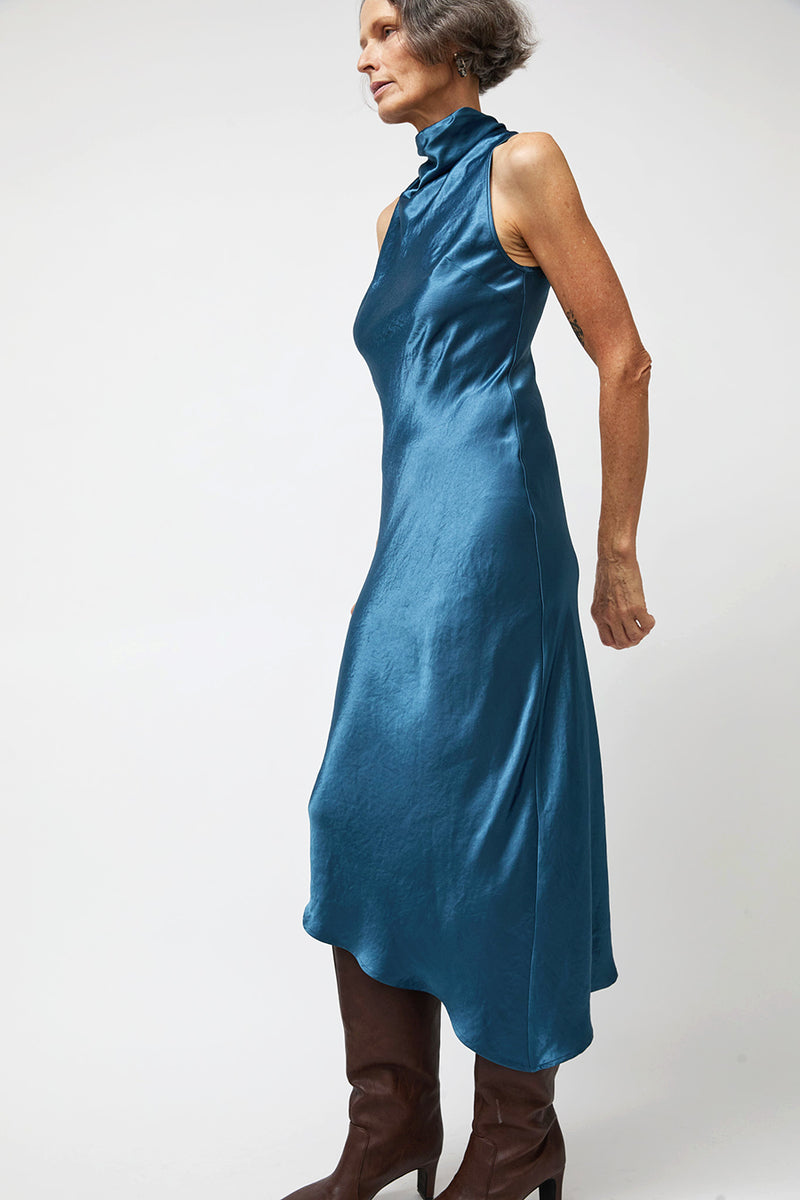 NOMIA Cowl Bias Dress in Lagoon