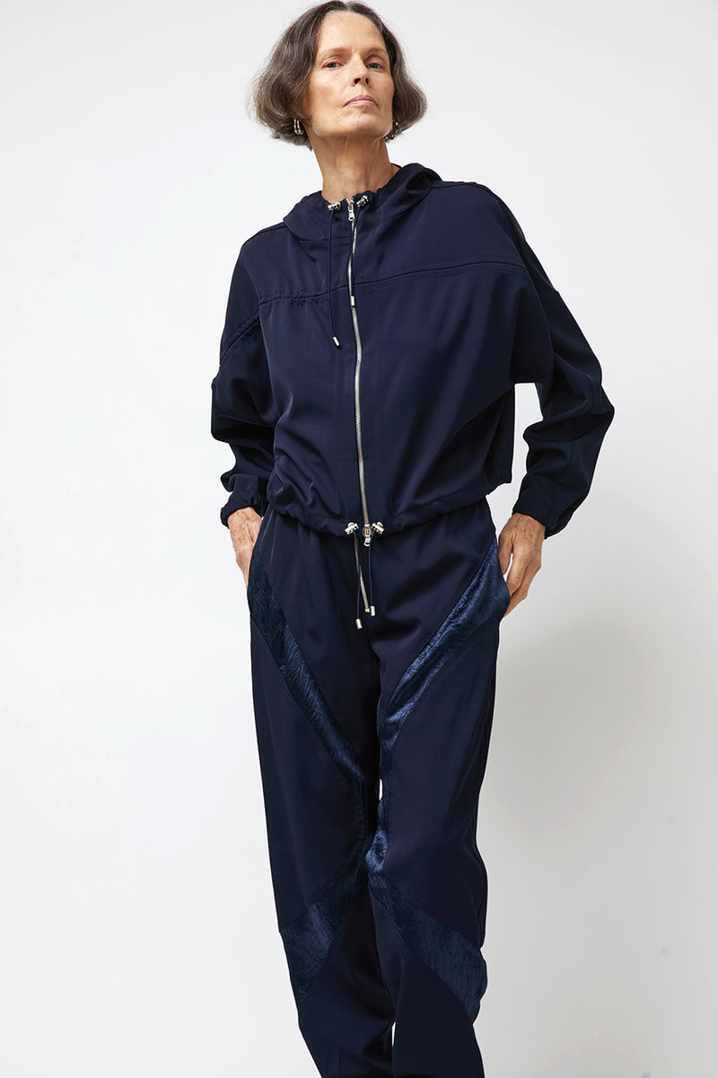 NOMIA Gathered Yoke Zip Jacket in Midnight