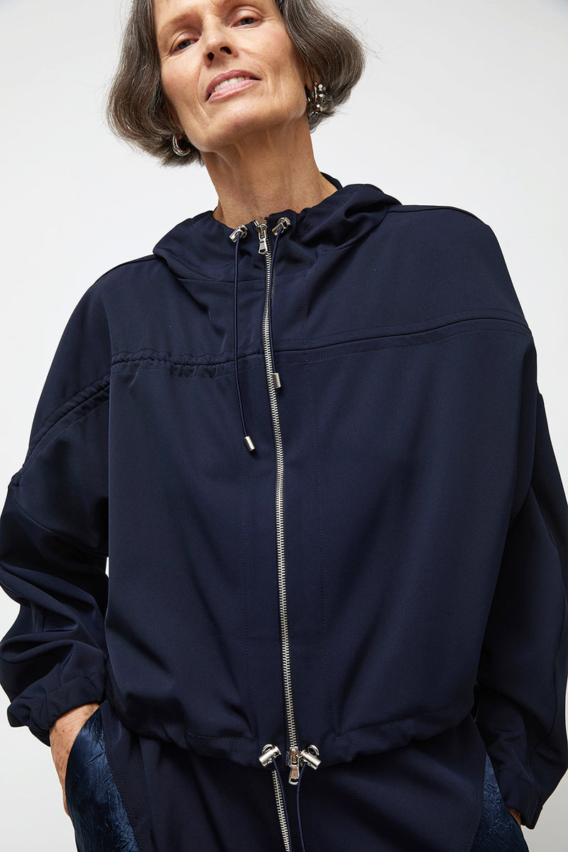 NOMIA Gathered Yoke Zip Jacket in Midnight